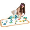 image:imageManhattan Toy TRex Express 45Piece JurassicThemed Wooden Toy Train Set for Toddlers 3 Years and Up