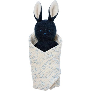 image:imageManhattan Toy Embroidered Plush Bunny Baby Rattle  Soft Cotton Burp Cloth 16 x 16 InchesBunny