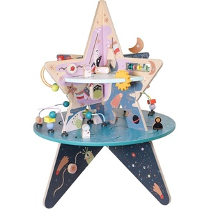 image:imageManhattan Toy DoubleDecker Celestial Star Explorer Wooden Activity Center with Shape Gliders Spinners Bead Runs and Alluring Artwork