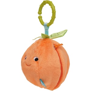 image:imageManhattan Toy MiniApple Farm Orange Baby Travel Toy with Rattle Squeaker Crinkle Fabric amp Teether Clipon AttachmentOrange