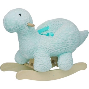 image:imageManhattan Toy Plush Elephant Wooden Rocking Toy with Crown Adjustable Seat Belt and Wooden Hand Grips LargeDinosaur